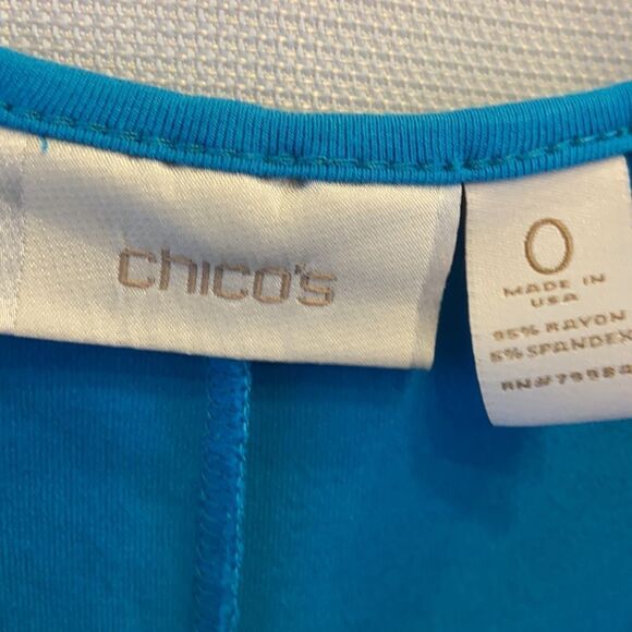 Chicos rayon dress turquoise size 0 small packable - Picture 2 of 4